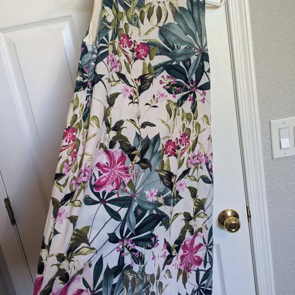 Tommy Bahama HERITAGE SILK Floral A-Line SUNdress | M | EUC | Sundrenched Ivory - Picture 4 of 7